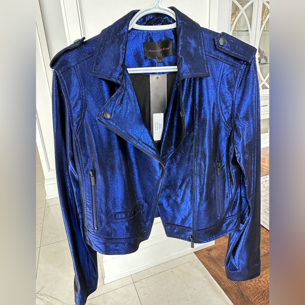 Blue Metallic suede jacket